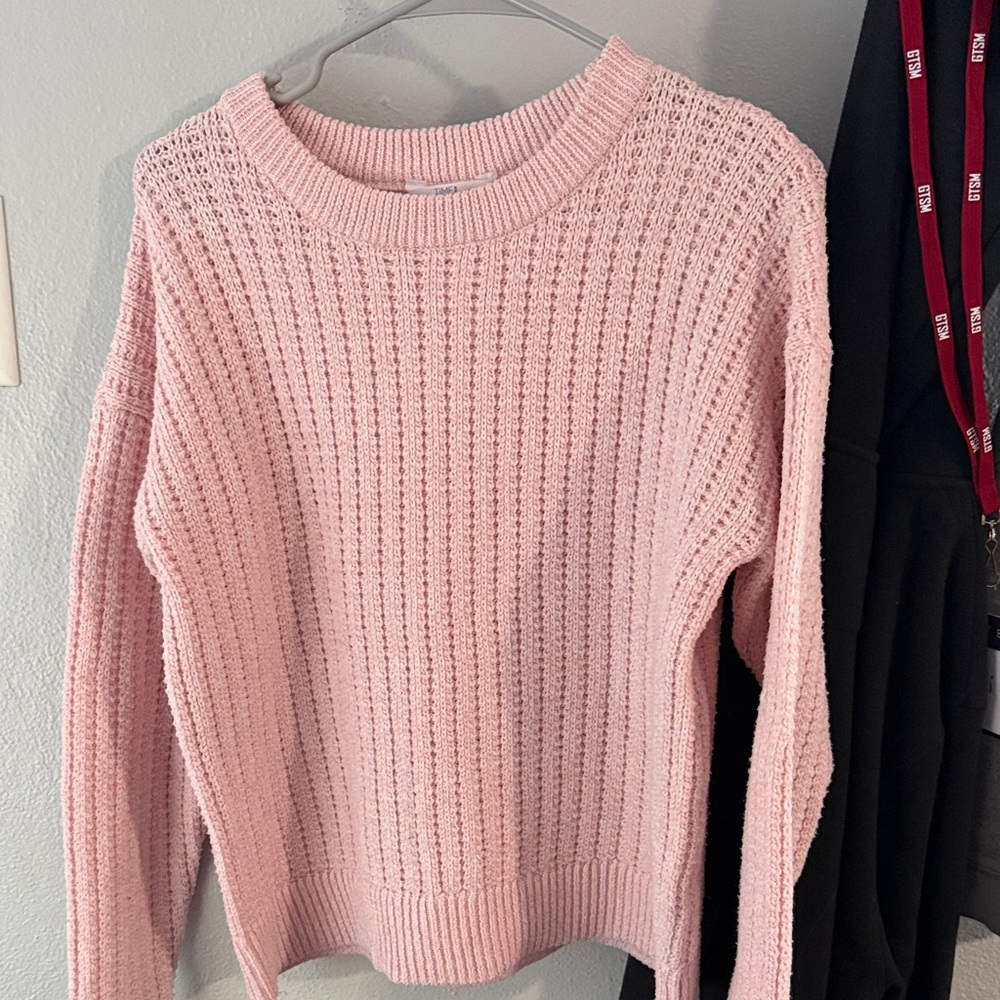 Time and Tru Pink Knit Crewneck Sweater